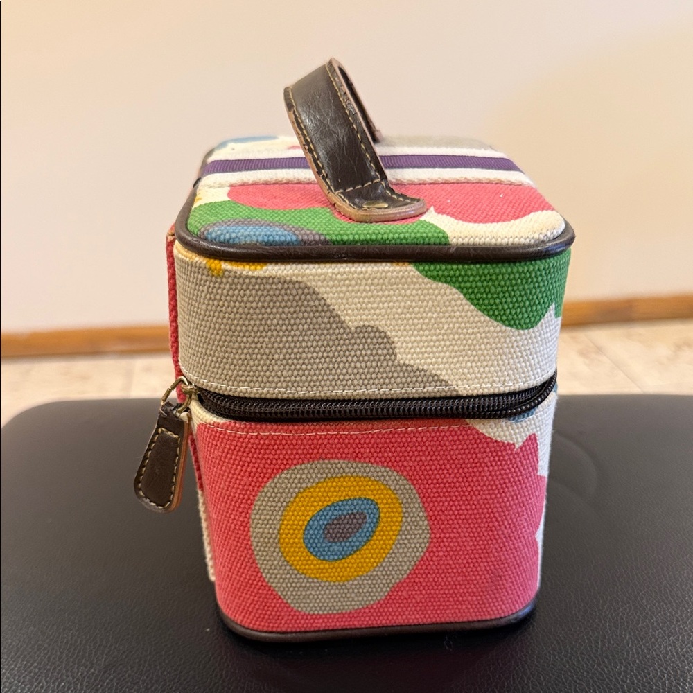 Victoria's Secret Multicolor Floral Canvas Jewelry Case with Purple Stripe - Picture 6 of 7